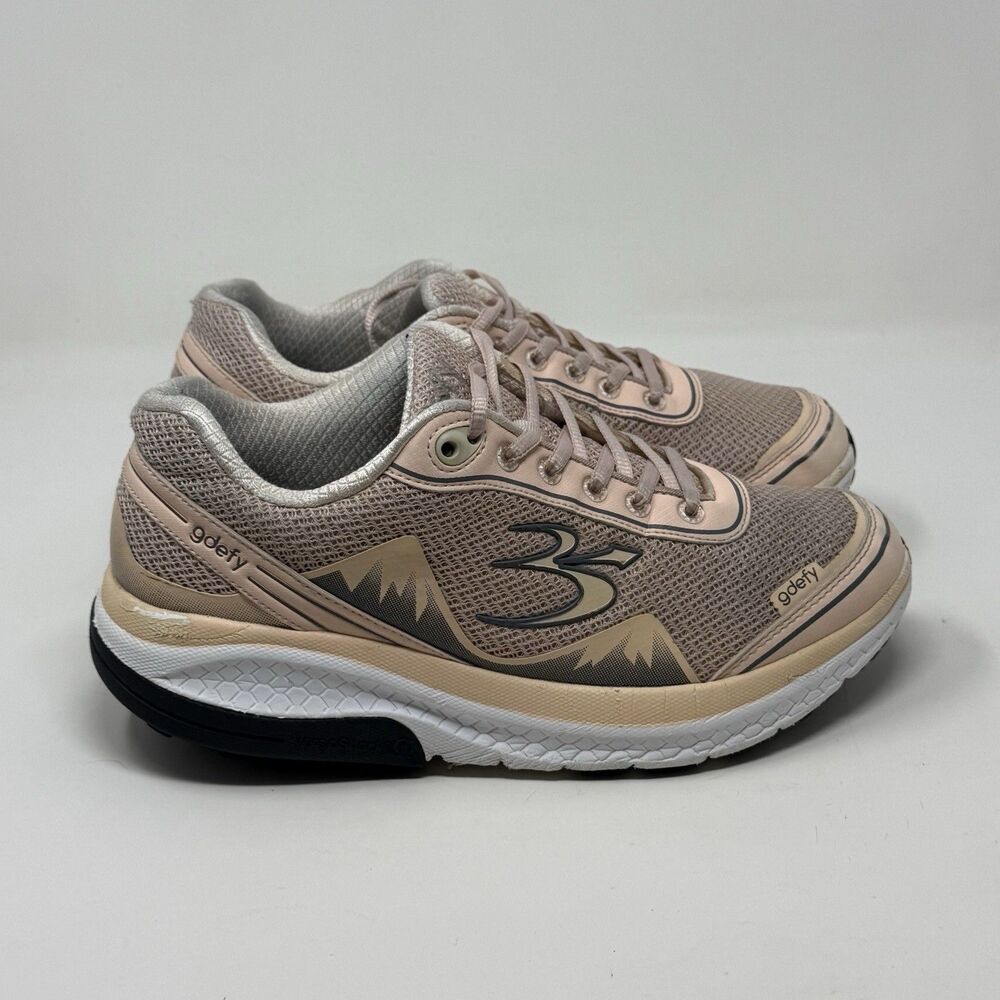 GDEFY Gravity Defyer Mighty Walk Sneakers Womens 9.5 Peach Rocker Orthotic Shoes